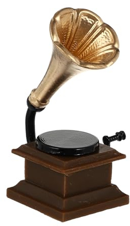 GARIOUANS Mini Gramophone Décoratif en Résine, Miniature Vintage pour Maison de Poupée, Accessoire de Décoration de Table Rétro, Ornement Compact pour Bureau et Scénarios de Jeu