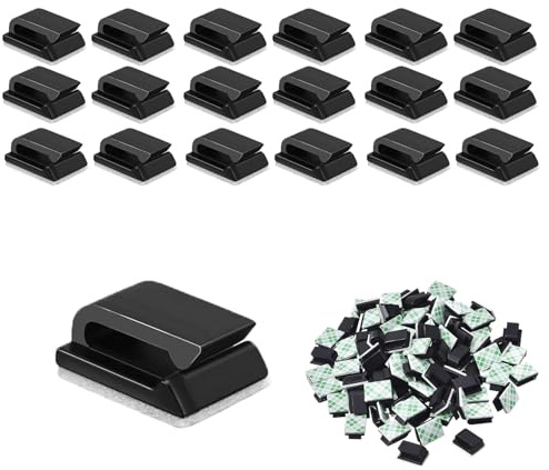 100 Pcs Self Adhesive Cable Clips,Black Small Cable Clip for Dash Cam Wire | Stick Firmly Car Wire Cable Holder,Fits for Wall Desk Office and Home Wires Management,Heavy Duty Sticky for Christmas Decor