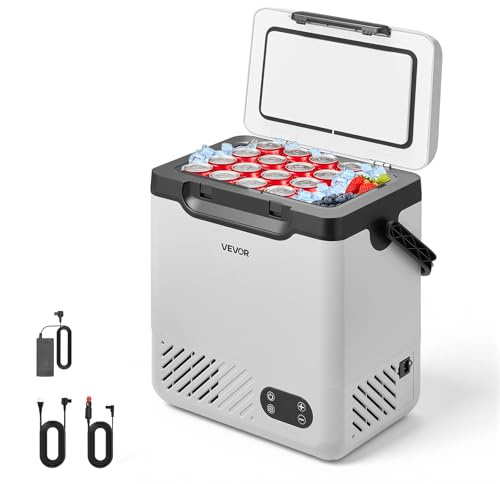 VEVOR Glacière Électrique Voiture et Maison, Réfrigérateur Portable 12 L 12 V/24 V CC et 100-240 V CA, pour Camping Voyage Plage Pêche, Mini Frigo à Compression avec Poignée Température -20 °C à 20 °C