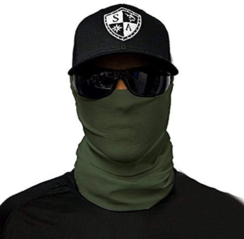SA Fishing Face Shield Halstuch - viele verschiedene Designs - Multifunktionstuch Schutzmaske Totenkopf Schal Gesichtsmaske Sturmhaube Bandana Ski Motorrad - Tactical Faceshield Green