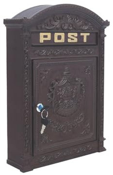 Briefkasten Postkasten im antiken Stil aus Alu-Guss in braun | Wandbriefkasten Postbriefkasten | H: (6068)