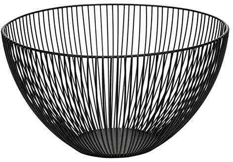 7UYUU Draht-Obstkorb, groß, rund, schwarz, Metall, für Obst, Brot, Aufbewahrungskörbe, Schüssel, Ständer für Küche, Arbeitsplatte (rund A)