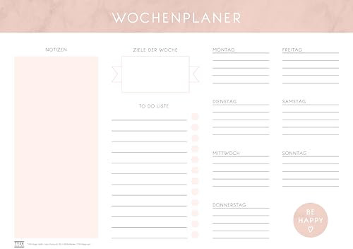 TYSK Design Schreibtischunterlage Marmor 2er Pack (Design wählbar) Tischunterlage aus Papier zum Abreißen DIN A3 To Do Liste Notizblock Wochenplaner