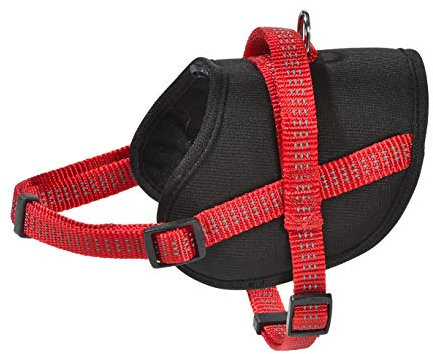 Bobby Easy Safe - Hundegeschirr mit Anhänger, Hundegeschirr für mittelgroße kleine große Hunde aus Nylon, sicher, komfortabel, reflektierend, rot, 48-66 x 2 cm