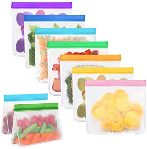 Mlife Reusable Food Storage Bag Set -Liquid Sandwich Snack Bacon Fruit Bags,Freezer Airtight Seal,Ideal for Preserving | FDA & BPA Approved | Ziplock Leakproof | 9 Packs