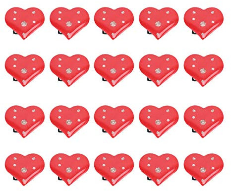 Amosfun 20pcs Coeur Allume Broche épinglettes Saint Valentin LED Insigne de Broche Clignotant pour la Saint Valentin Cadeaux de noël Anniversaire de Mariage (Rouge)