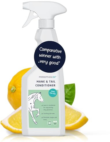 PFERDEPFLEGE24 Mane and Tail Detangler Spray for Horses - Brilliant Shine, Untangles & Conditions Hair - Non-Sticky & Long-Lasting Mane and Tail Spray - Dirt Repellent Horse Grooming - 500ml