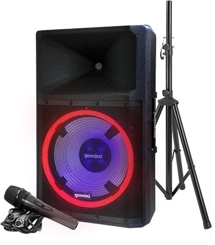 Gemini Sound Gsp-L2200Pk High Power Bluetooth Speaker With Party Lights, Microphone And Speaker Stand