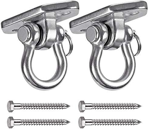 WAREMAID 2 Piezas Ganchos de Techo, Acero Inoxidable Anclaje Para Pared Soporte Columpio, Colgador de Saco de Boxeo Para Patio de Recreo, Gym,Cuerda,Hamaca Silla, Columpio de Yoga, 450kg