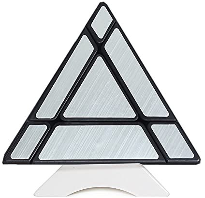 Oostifun FunnyGoo ShengShou 3x3 Spiegel Pyraminx Pyramide Dreieck Magische Puzzlewürfel Spiegelgeschwindigkeit Puzzlewürfel Schwarz Silber mit einem Würfelständer