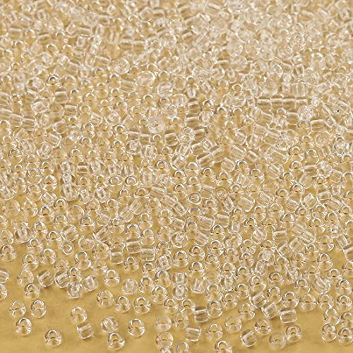 Bala&Fillic Transparent Color 3mm Seed Beads About 3600pcs/100Grams in Bag, 8/0 Glass Craft Beads for Making Bracelet and Necklace (Transparent)