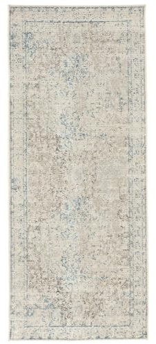RugVista Nadia Teppich, 80 x 200 cm, Cremeweiß/Greige | Vintage, Rechteckig, Niedriger Stapel, Nur chemische Reinigung, Oeko-Tex 100