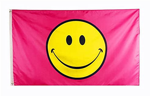 Stormflag Flagge mit Smiley-Motiv, 90 g, aus Polyester, doppelt genäht, 90 g, mit Messingösen und Doppelnähten