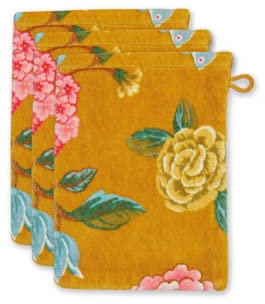Pip Studio Waschhandschuh-Set Good Evening 3X Farbe Gelb, Größe 16x22 x 3