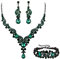 Ever Faith Wedding Jewellery Set for Women, Sparkly Rhinestone Crystal Vintage Floral Teardrop Brides Bridal Necklace Earrings Bracelet Sets Prom Party Costume Jewelry 3 Pcs Green Black-Tone