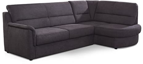 Cavadore Ecksofa Paris mit Federkern / Kleines L-Sofa mit Ottomane / 243 x 87 x 155 / Dunkelgrau