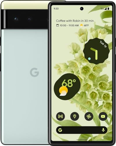 Google Pixel 6-5G Teléfono Android – Smartphone Unblocked Con Lente ancha y ultraancha – 128 GB – Color espuma de mar (S