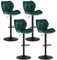 TUKAILAI Barhocker 4er Set aus Samt, Barstuhl Höhenverstellbar，Gepolsterter Drehhocker Tresenhocker, Küchenhocker mit Rückenlehne Fußstütze Metallrahmen, Hocker Drehbar für Küchen Bars, Grün