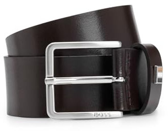 BOSS Herren Ther-Flag-E Sz35 Gürtel aus italienischem Leder mit Signature-Streifen an der Schlaufe Dunkelbraun 120