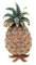 Broche bijou joli ananas strass cristal vert et orange.