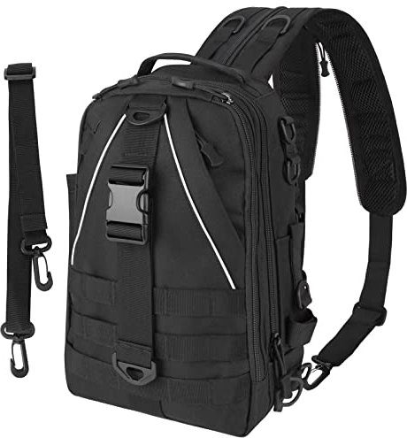 THKFISH Angeltasche 10L Angelrucksack mit Rutenhalter Wanderrucksäcke mit abnehmbarem Schultergurt Trekkingrucksäcke zum Angeln Camping Wandern,für 3 * 3600 Angelkoffer SCHWARZ