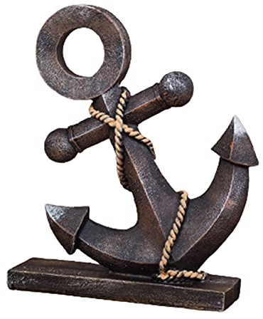 FIYSON Maritimes Dekorations, Vintage Deko Anker, Steuerrad Mit Anker Holz Wanddeko Maritime Deko, Mediterranen Stil Dekoanker,Maritim Symbol Geschenk Hauptdekoration (Anker)