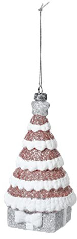 Inge-glas Christbaumschmuck Kunststoff 16cm Weihnachtsbaum mit Geschenkbox Weihnachtskugeln Altrosa