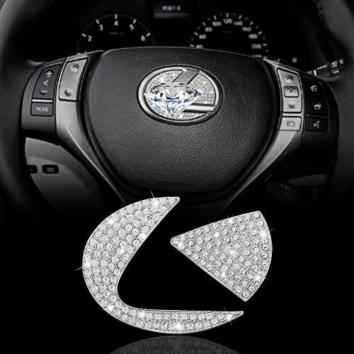 TOMALL Bling Diamant Lenkrad Logo Emblem Kompatibel mit Lexus ES NX RX IS CT LX GS RC GS-F Diamant Kristall Logo Aufkleber Dekorationen Glänzendes Innenlogo Dekorative Kante Zubehör (Klein)
