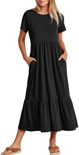 ANRABESS Womens 2026 Summer Casual Short Sleeve Maxi Dress with Pockets