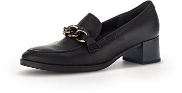 Gabor Damen Slipper, Frauen Slip On,Moderate Mehrweite (G),schluepfschuhe,Loafer,College Schuhe,Slip-ons,schwarz(Uni+dgold),40.5 EU / 7 UK