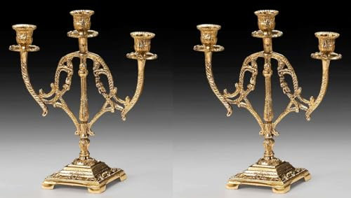 Casa Padrino Luxus Barock Kerzenhalter Set Gold 24 x H. 28 cm - Handgefertigte Barockstil Bronze Kerzenständer - Barock Deko Accessoires - Barock Interior - Barock Möbel - Edel & Prunkvoll