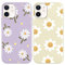 RUMDEY 2 Pack Cute Daisy Flowers for iPhone 12/12 Pro 6.1 Phone Case, Smile Pattern Aesthetic Design Cases Soft Silicone Slim TPU Shockproof Protective Fundas for Teen Girls Women (Purple&Beige)