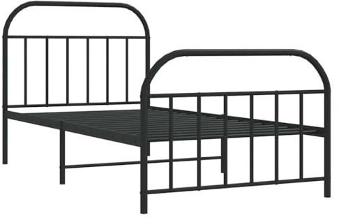 vidaXL Bettgestell mit Kopf- und Fußteil Metall Schwarz 100x200 cm
