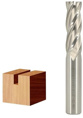 Sinoprotools Up-Cut Spiral Router Bit 1/2-Inch Shank, 4-Flute M2 High-Speed Steel HSS CNC Spiral Router Bits, 1/2 Cut Dia, 1-1/2 Cutting Length, for Wood Engraving Grooving
