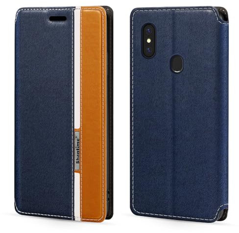 PU Leder Flip Hülle mit Farbakzent und Unsichtbarem Magnetverschluss Kompatibel mit Gigaset GS290, Schlanke Modische Schutzhülle (Blau)