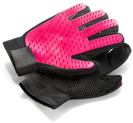 Animal House - 2 Gants de Toilettage, Épilateur pour Chiens et Chats, Massant et Doux, Nettoyant et Confort Agréable (Rose)