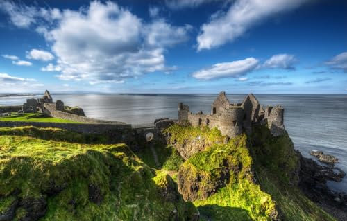 GUOHLOZ 1000 Piece Jigsaw Puzzle, Sea, Northern Ireland, Dunluce Castle, 75x50cm