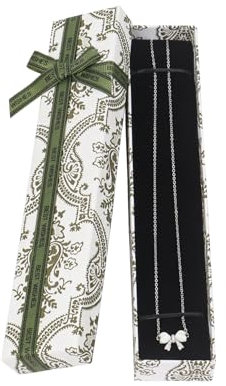 Qaziuy Geschenkbox Kette 4 x 21 x 2.5cm Halskette Geschenkbox Rechteckige Schmuck Geschenkbox mit Deckel Schmuckverpackung für Ketten Armband Ohrringe