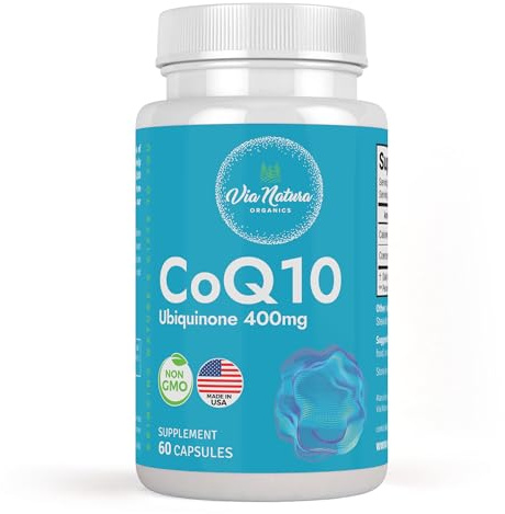 Via Natura Organics CoQ10 Ubiquinone 400mg | Supplement | 60 Capsules
