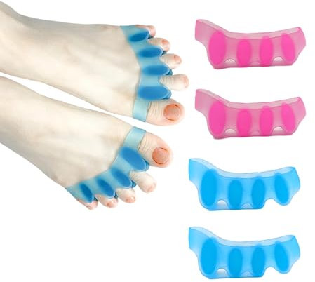SUNFATT Zehenspreizer,Hallux Valgus Korrektur,Wiederholbare Waschbare Gel-Zehennagelteiler,Zehentrenner zum Entspannen der Zehen,um Ballenzehen,Hammerzehen,Hallux Valgus zu lindern.4 Stück