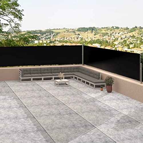 CIADAZ Seitenmarkise Ausziehbar, Windschutz Terrasse, Balkon Windschutz, Balkon Sichtschutz, Sichtschutz Zaun, Sichtschutzzaun, Markise Balkon, Sichtschutzwand, Schwarz 117x1200 cm