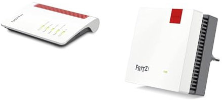 AVM FRITZ!Box 7510 Edition International, Modem Router Wi-Fi 6 Con 600 MBit/s (2,4 GHz) & FRITZ!Repeater 1200 AX Edition International, Ripetitore - Wi-Fi 6 extender Dual Band