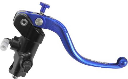 Pompa Freno - Lavorata CNC - 16x18 Con Corpo Pompa Anodizzato, Leva Fissa Corta Blu (Pomello+Leva) per KTM SX (CC 125) 2016-2018