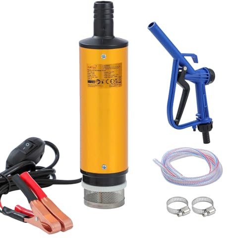KATSU Tools Kit de bomba de transferencia de combustible diésel de 12 V, 51 mm, bomba de agua sumergible portátil de aleación de aluminio con pistola dispensadora para uso rápido