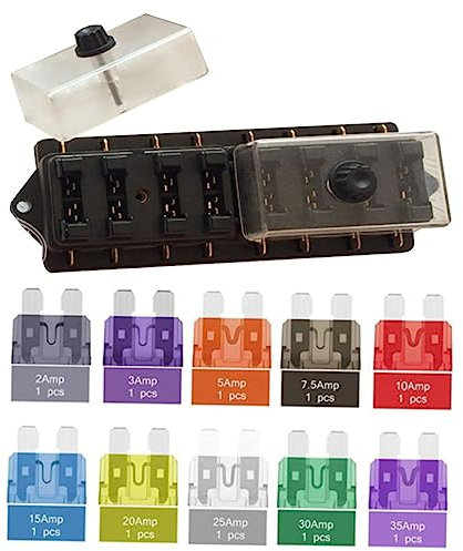 FUNOMOCYA Auto Sicherungskasten 8-Fach Sicherungshalter mit Transparenter Schutzabdeckung und Befestigungsschrauben Geeignet für Nebelscheinwerfer Lautsprecher Rückfahrscheinwerfer Autozubehör