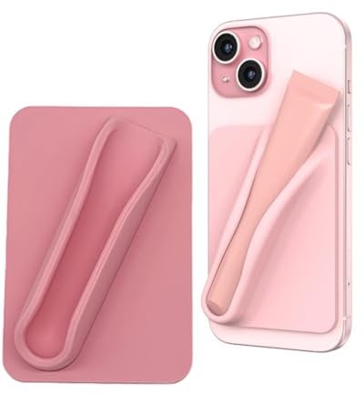 KGDUYC Lipgloss-Schutzhülle für Handy, lipgloss handyhülle,handyhülle lipgloss halter,seidiges Silikon, Lippenhalter, zum Aufkleben, kompatibel mit iPhone, Samsung, Galaxy, Android-Smartphones, Rosa