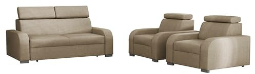 Mirjan24 Sofagarnitur Apollo 3+1+1, Sofa + Zwei Sessel, Couch, Polstersofa, Fernsehsessel, Polstergarnitur Couchgarnitur Sessel, Sofa, Polstersessel (Crown 02)