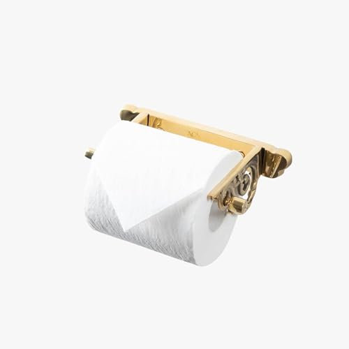 Assorted Collections Toilet Roll Holder Wall Mounted - Simple Style Toilet Paper Holder for Bathroom – Solid Brass Novelty Toilet Roll Holder with Included Hardware (Gold)