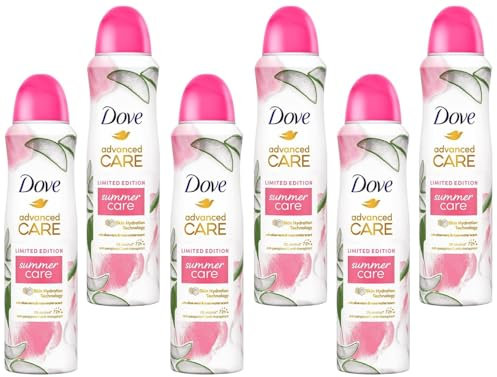 6x Dove Advanced Care Anti Transpirant Deo-Spray Summer Care Limited Edition Aloe Vera- und Rosenwasserduft Deodorant mit Skin Hydration Technology 0% Alkohol 72h,150 ml (6er Pack)