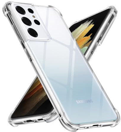 Xiltlly Cover per Samsung Galaxy S21 Ultra 5G 6.8, Trasparente Custodia Antiurto Silicone Ultra Sottile Morbido, Bumper Resistente Anti-Graffio Sottile Morbida TPU Protettiva Case per S21 Ultra 5G